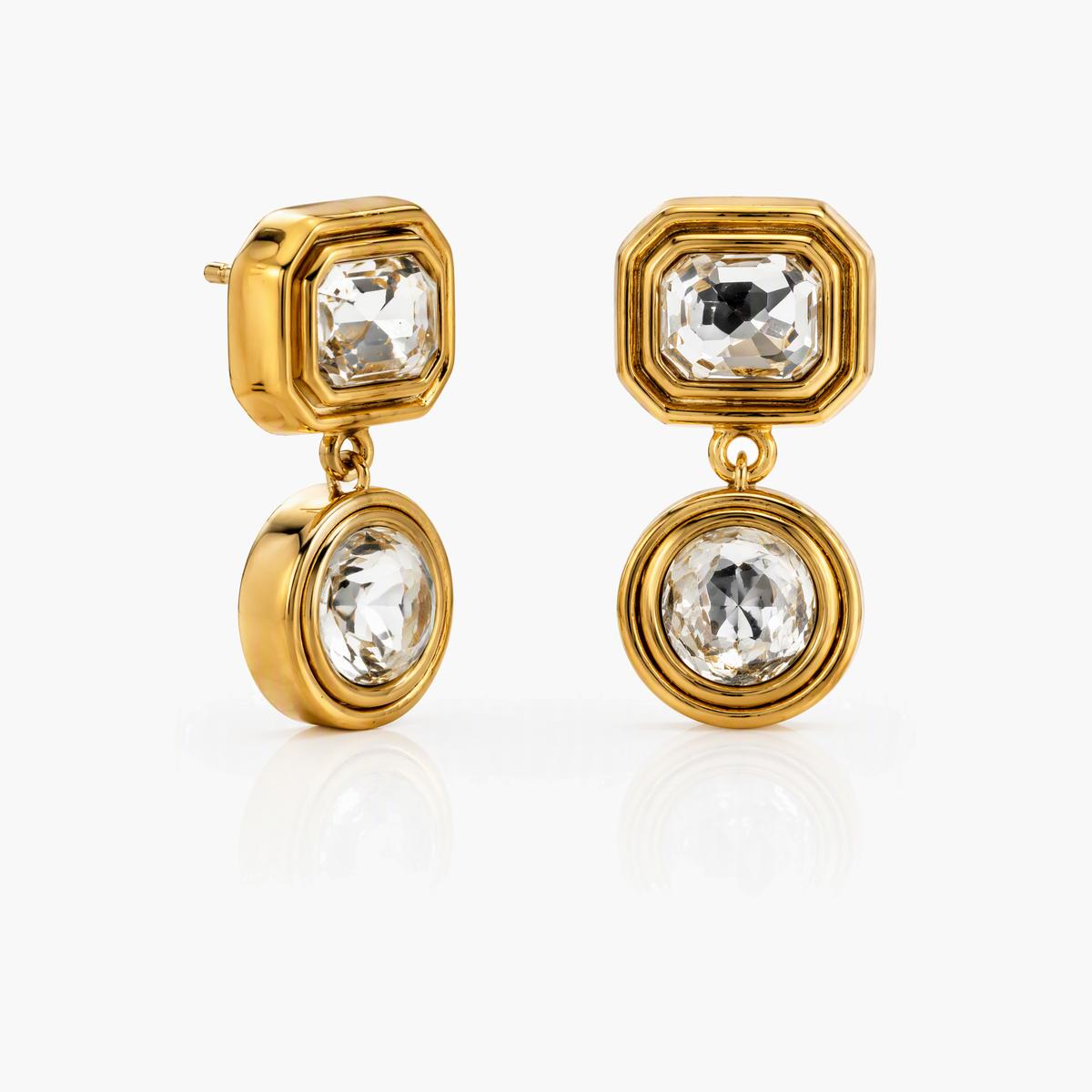 Square & Round Drop Earrings