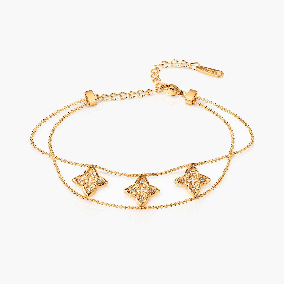 Dainty Triple Flower Charm Bracelet