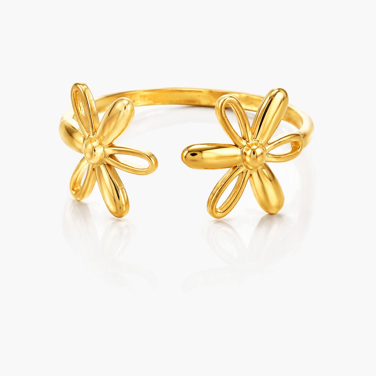 Dainty Double Flower Open Ring