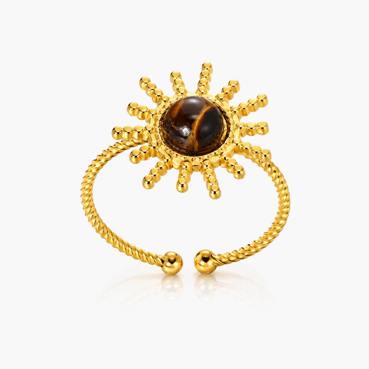 Trendy Sunburst Open Cuff Ring