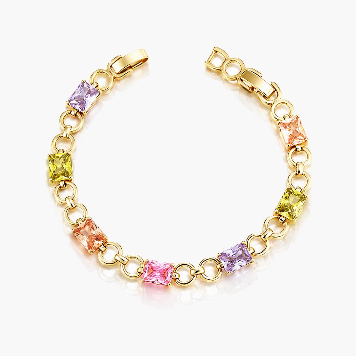 Dainty Rectangular Stone Link Bracelet