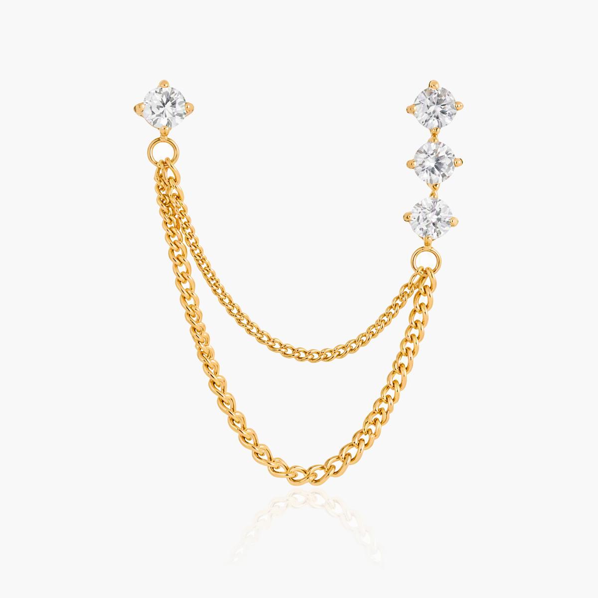 Dainty Three-Stone Chain Ear Cuff