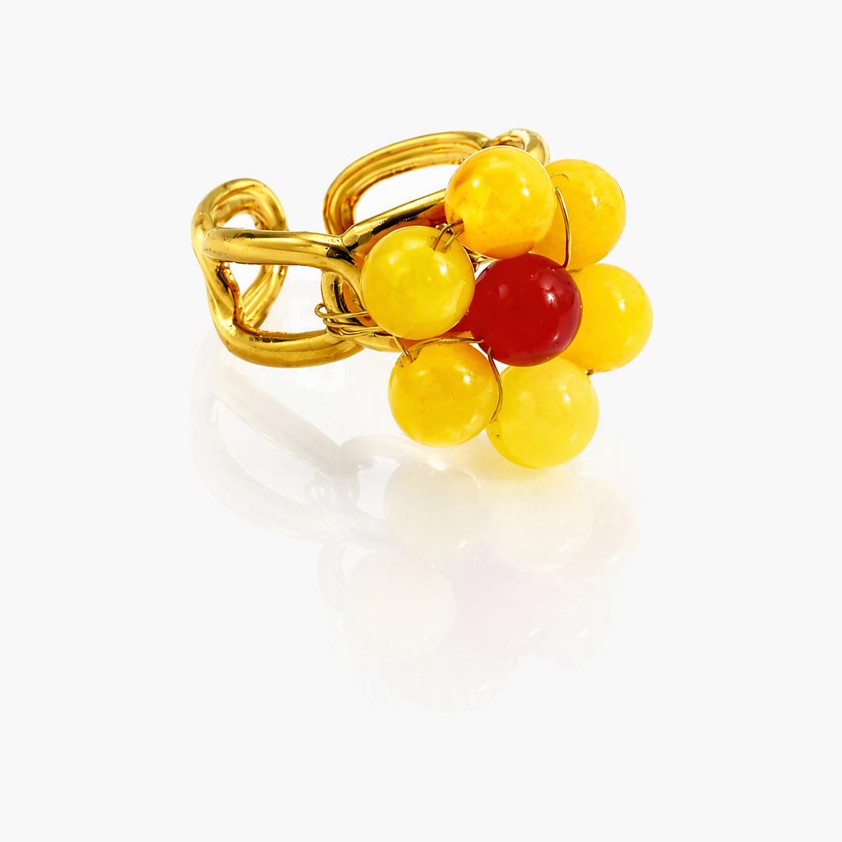 Cute Beaded Flower Cluster Ring