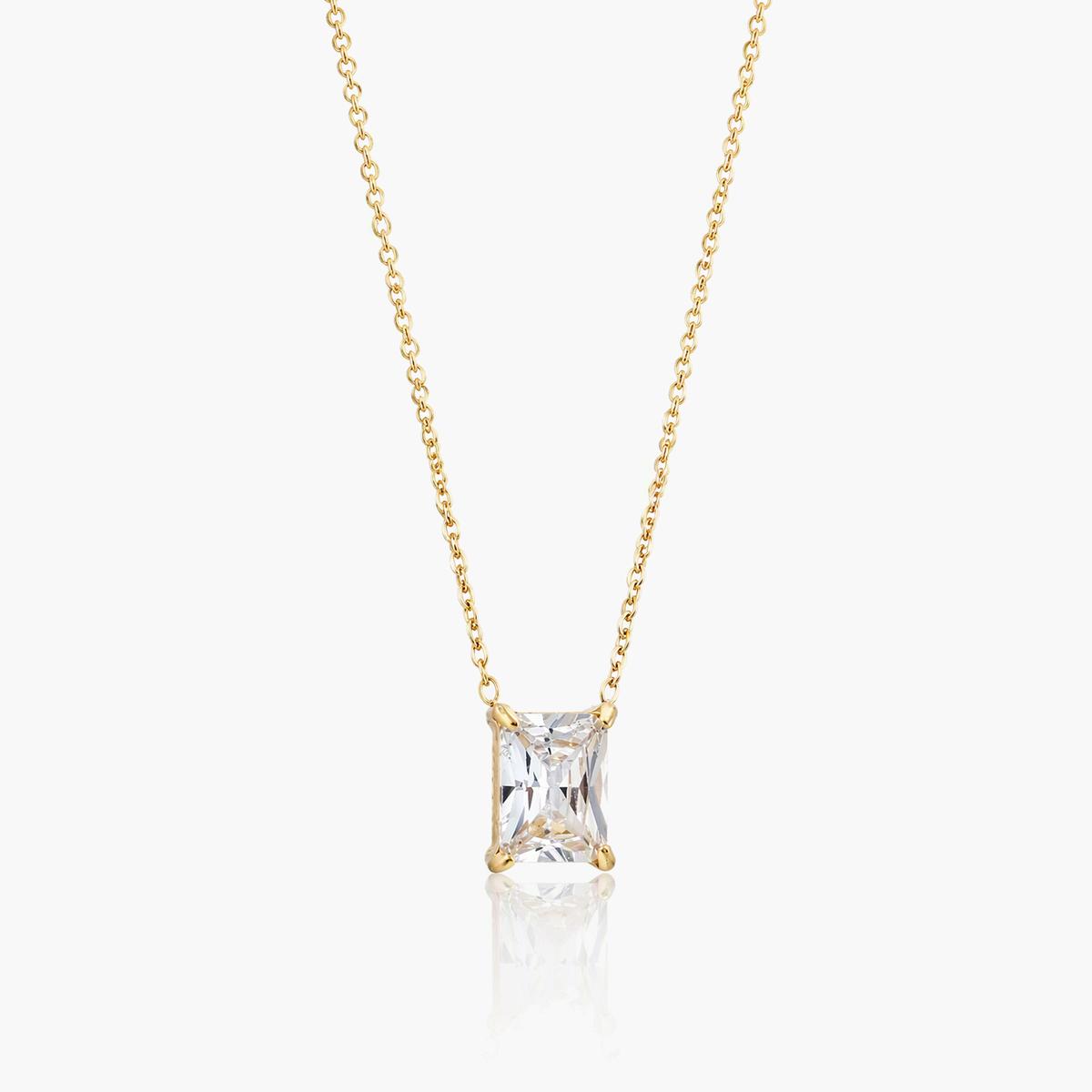Minimalist Square Stone Pendant Necklace