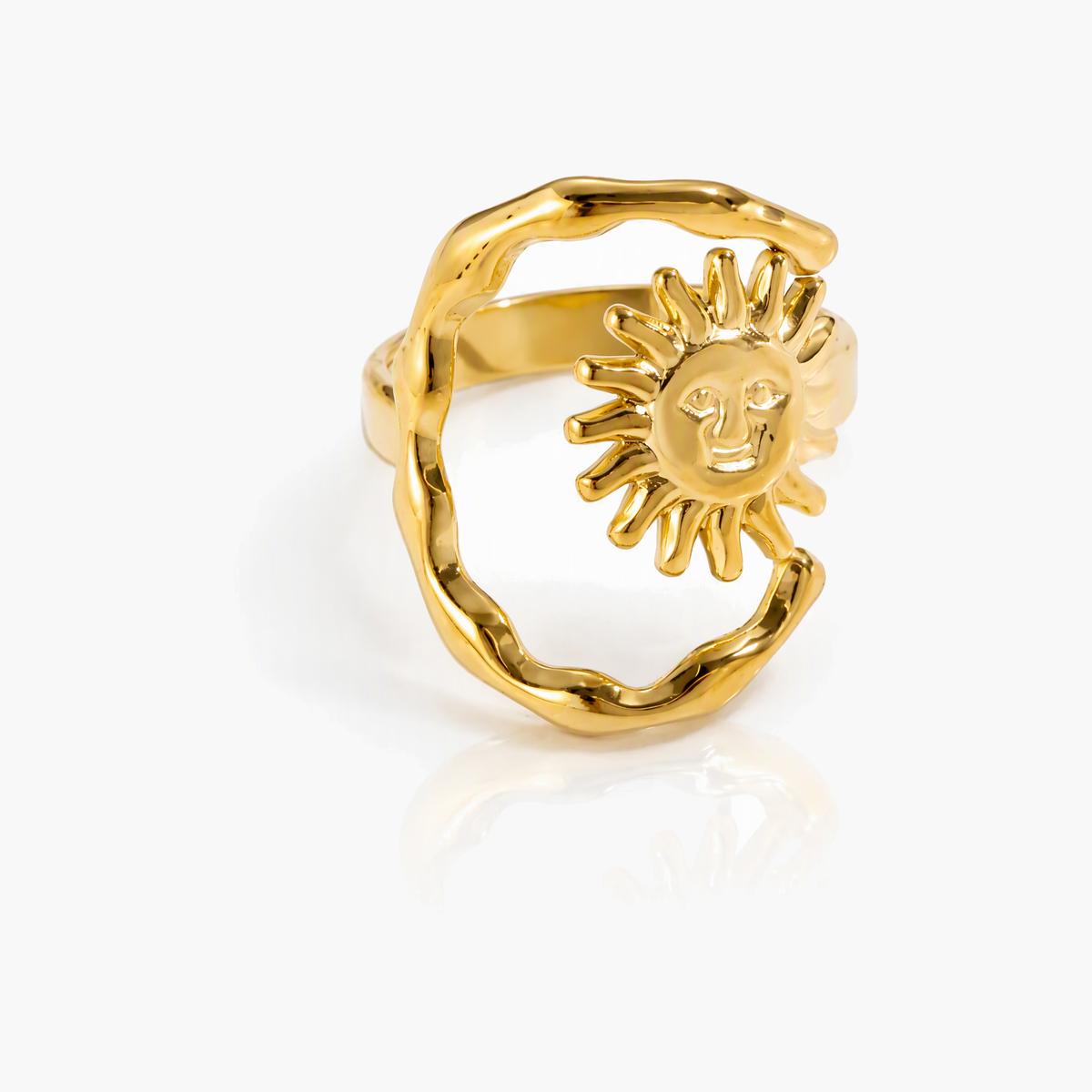 Vintage Sun Face Open Ring