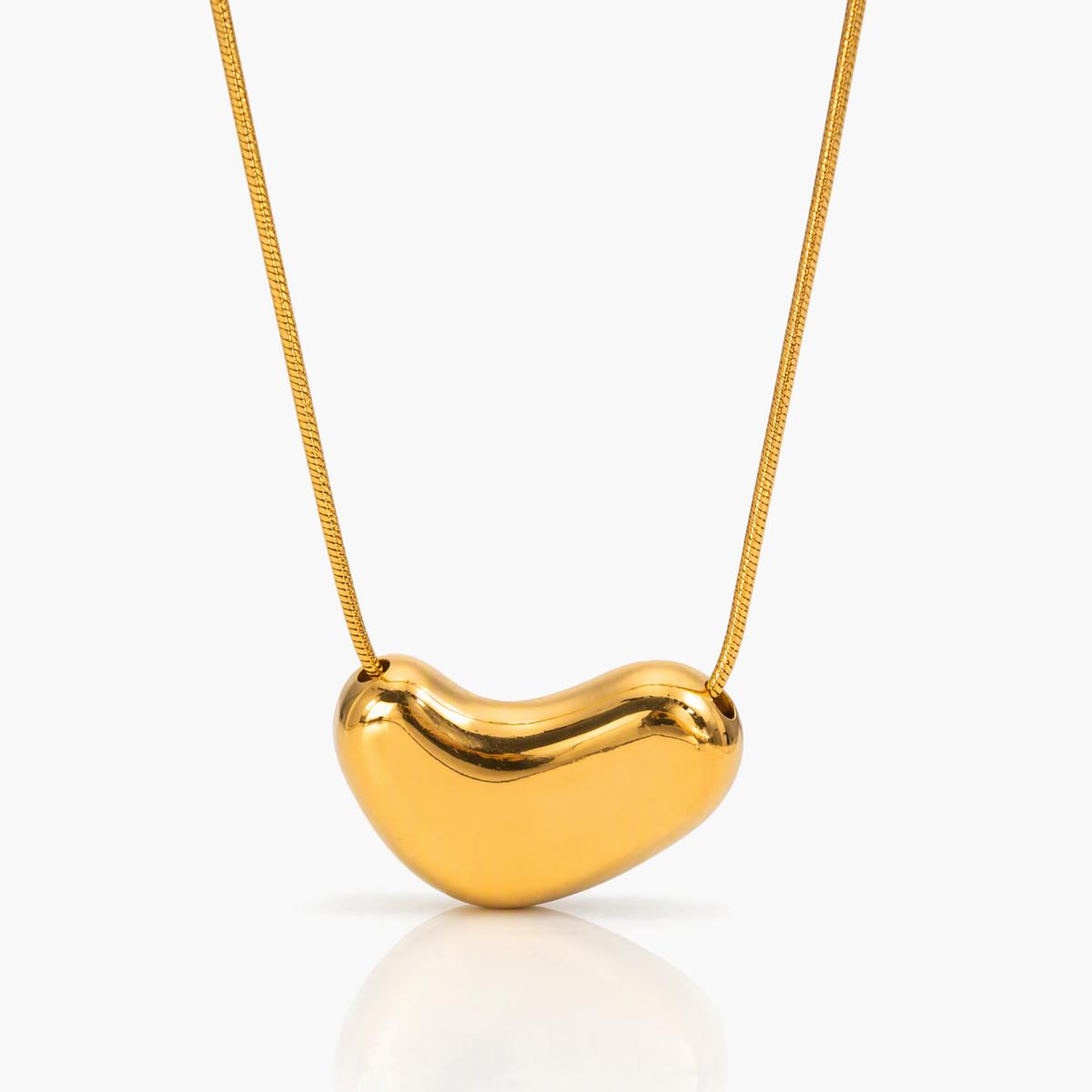 Curved Heart Pendant Necklace