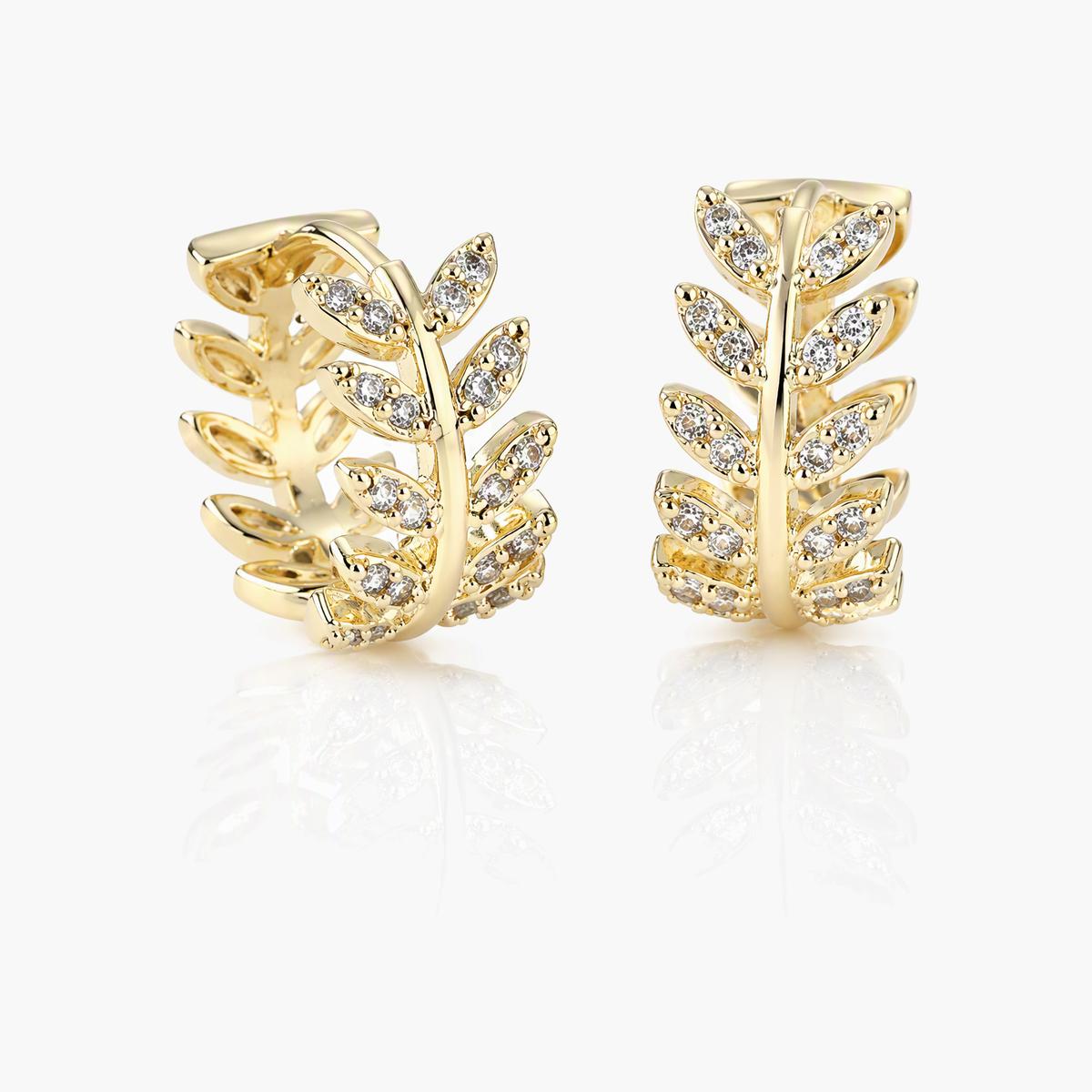 Leaf Branch Huggie Earrings