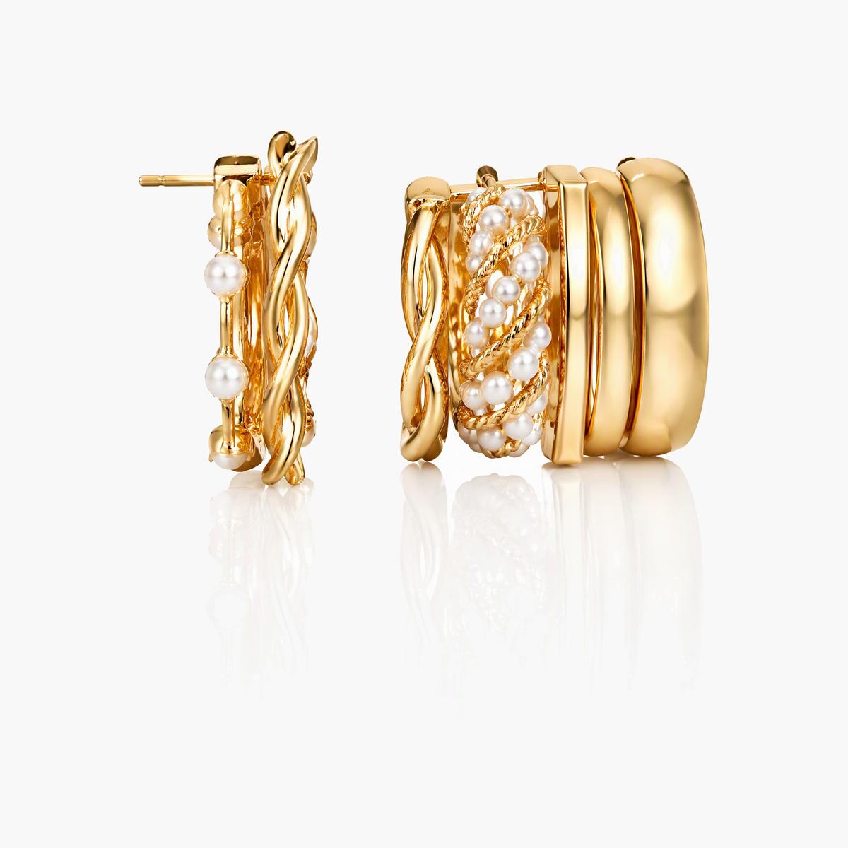 Trendy Mixed Texture Hoop Earrings