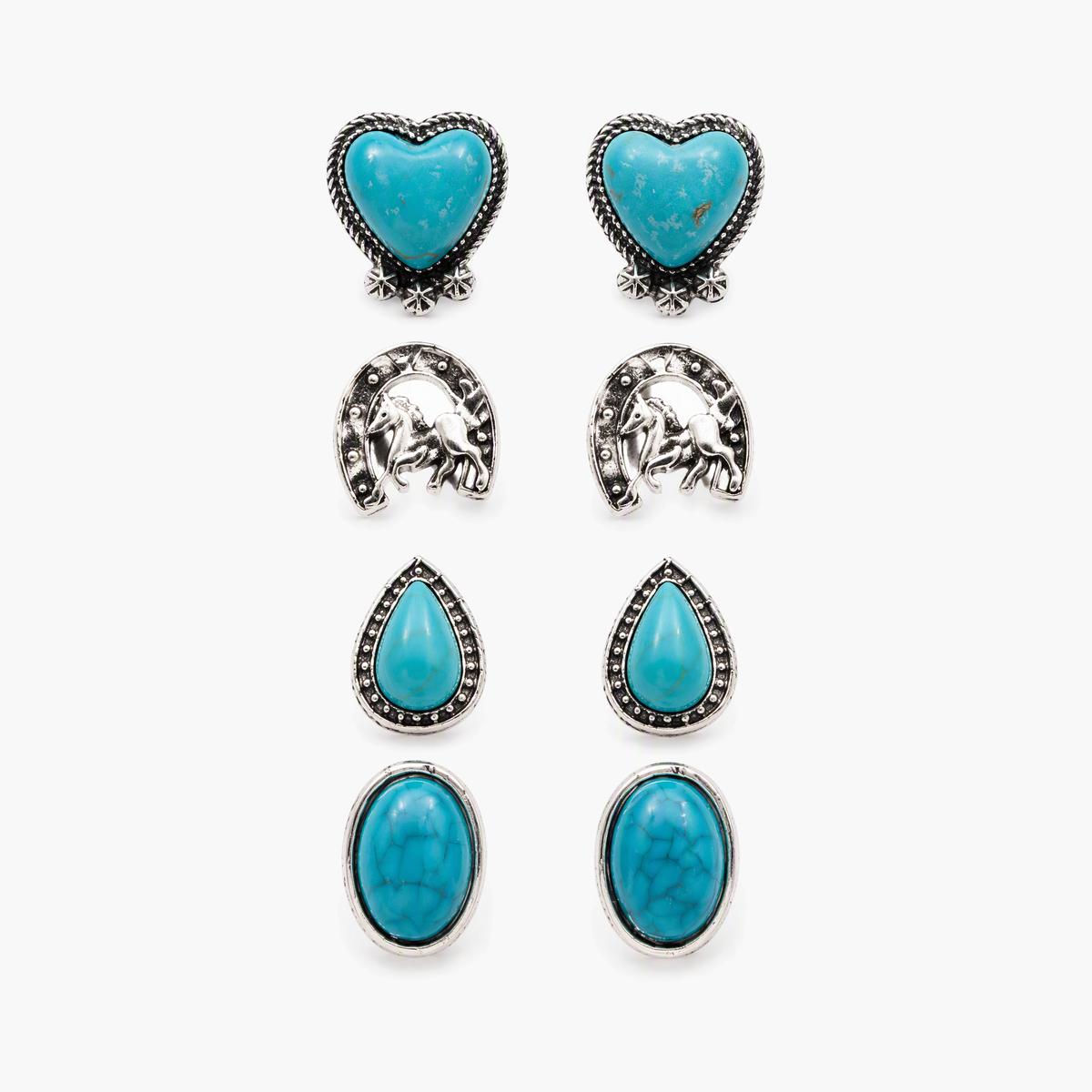 Boho Mixed Motif Stud Earrings