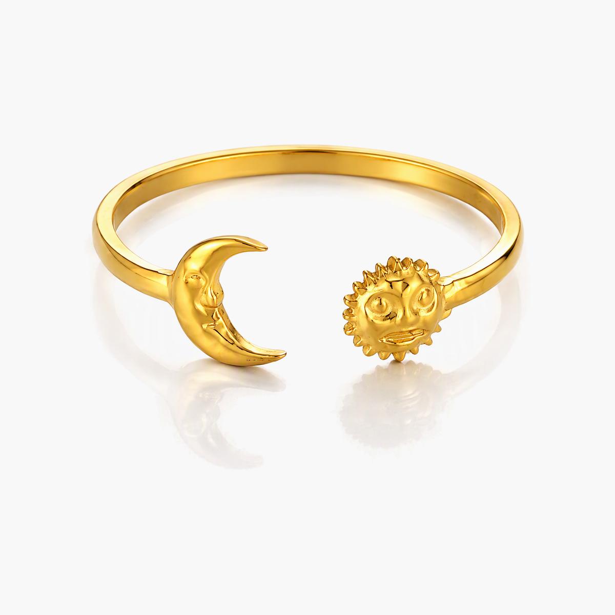Sun Moon Face Open Ring