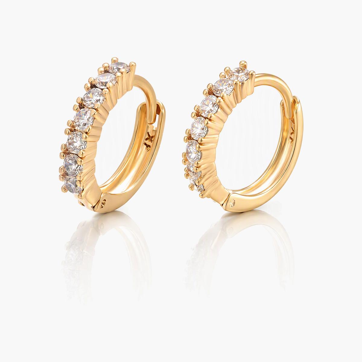 Dainty Paved Stone Huggie Earrings