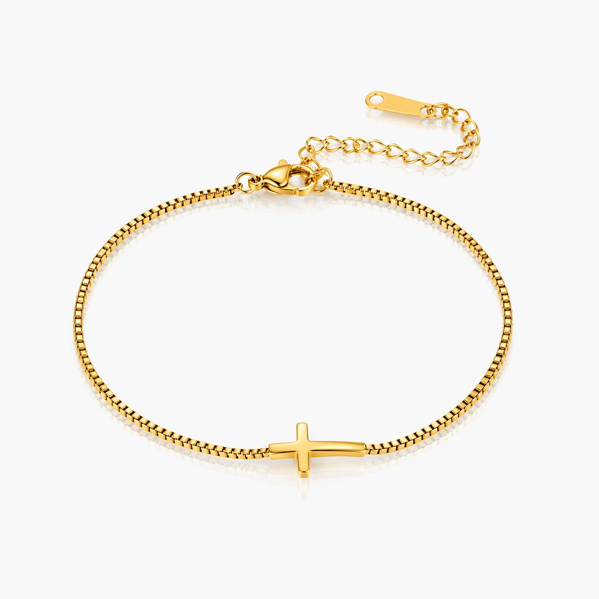 Dainty Cross Box Chain Bracelet