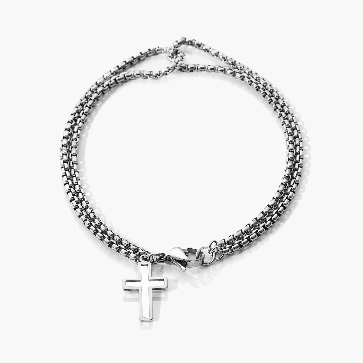 Double Layer Cross Charm Bracelet