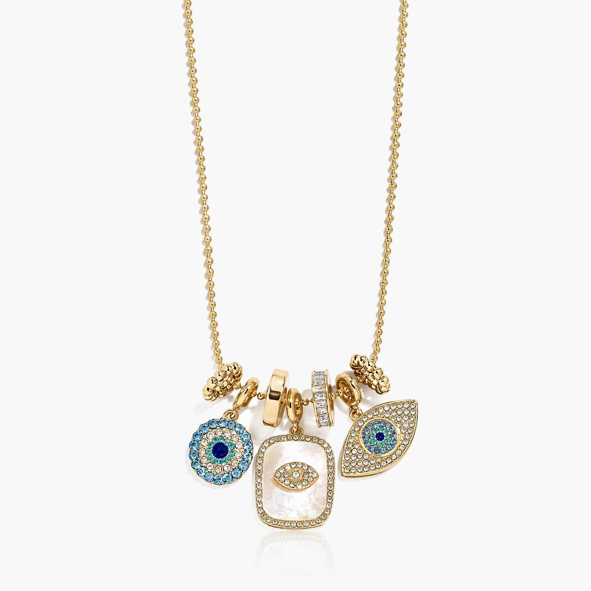Evil Eye Charm Cluster Necklace
