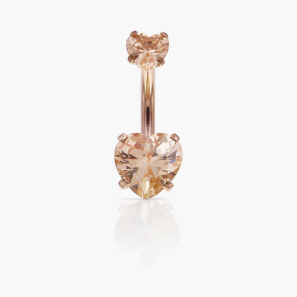 Heart & Round Stone Belly Ring