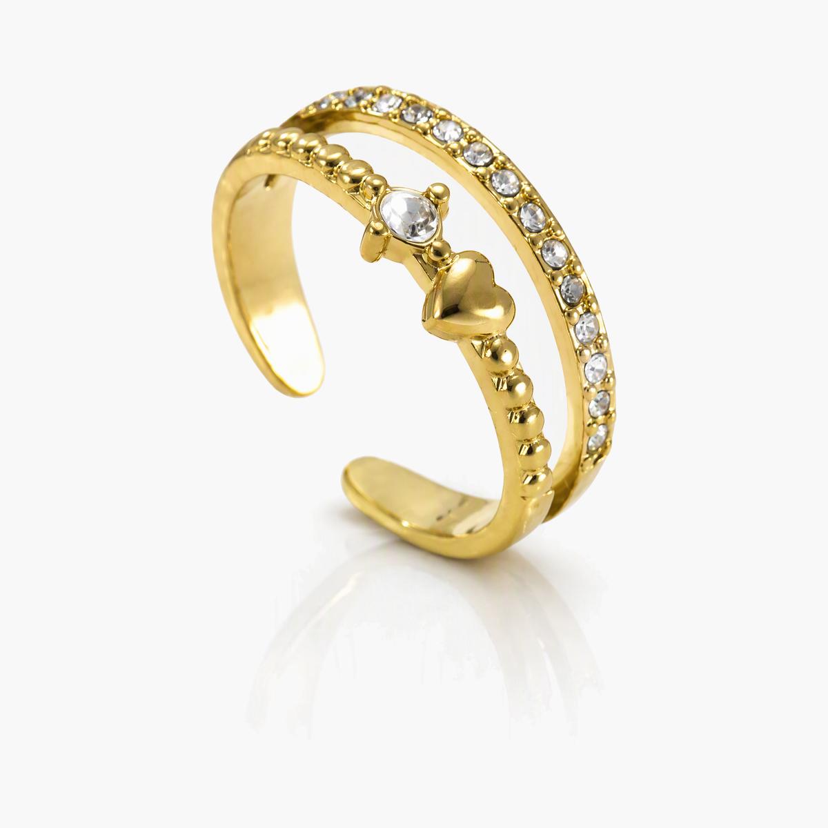 Cute Heart Open Cuff Ring