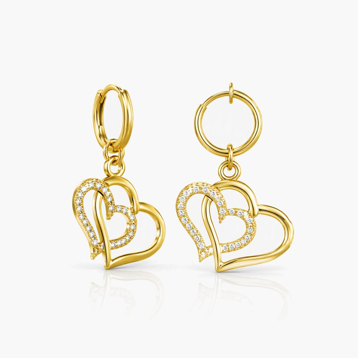 Dainty Heart Star Moon Charm Earrings