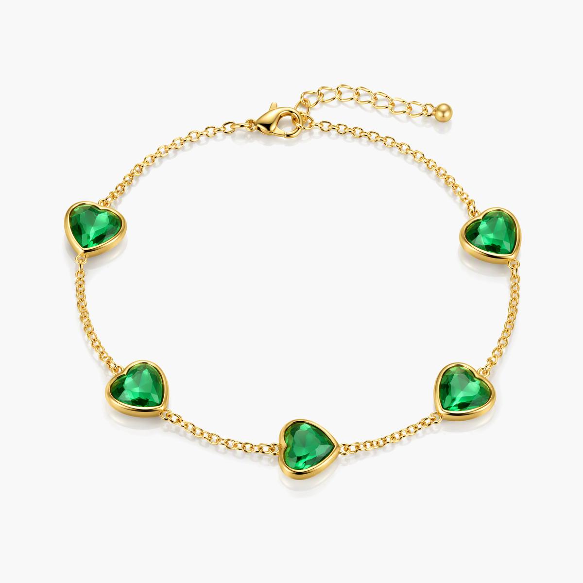 Dainty Five-Heart Chain Bracelet