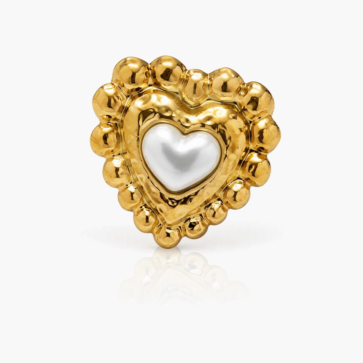 Vintage Heart Pearl Ring