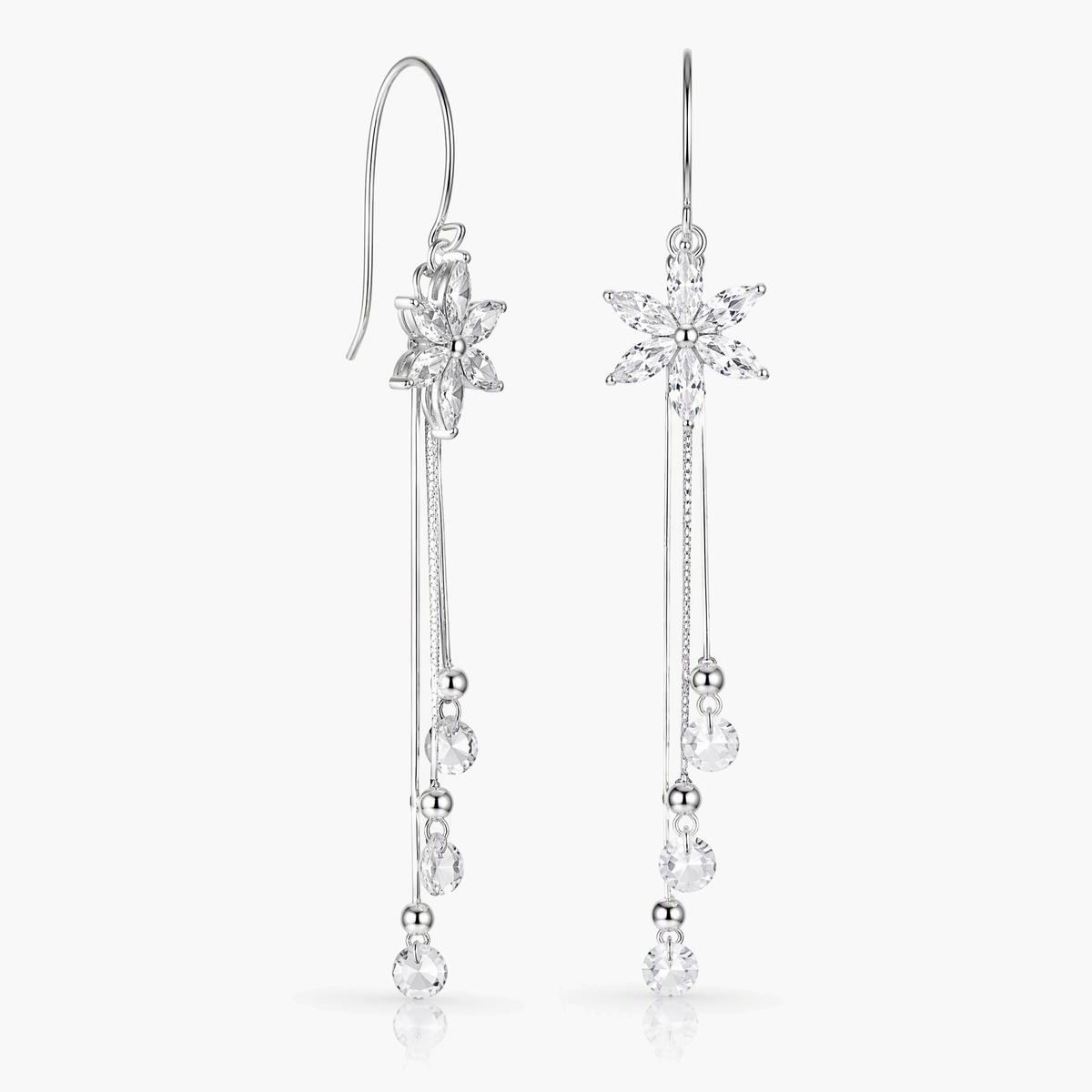 Dainty Flower Tassel Drop Earrings
