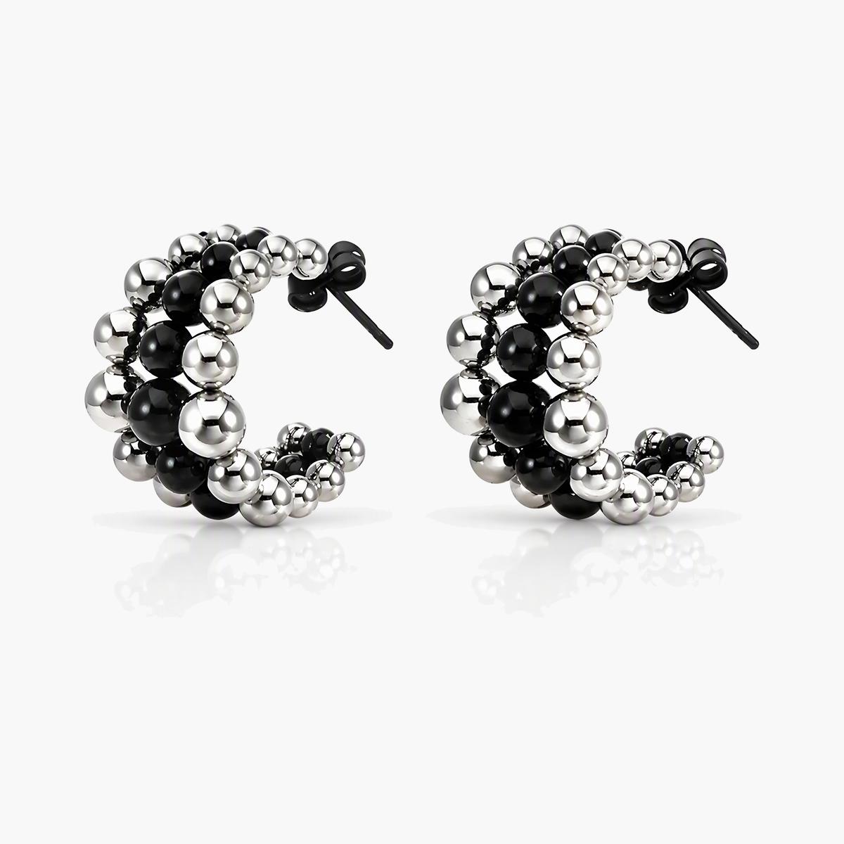 Trendy Beaded Hoop Earrings