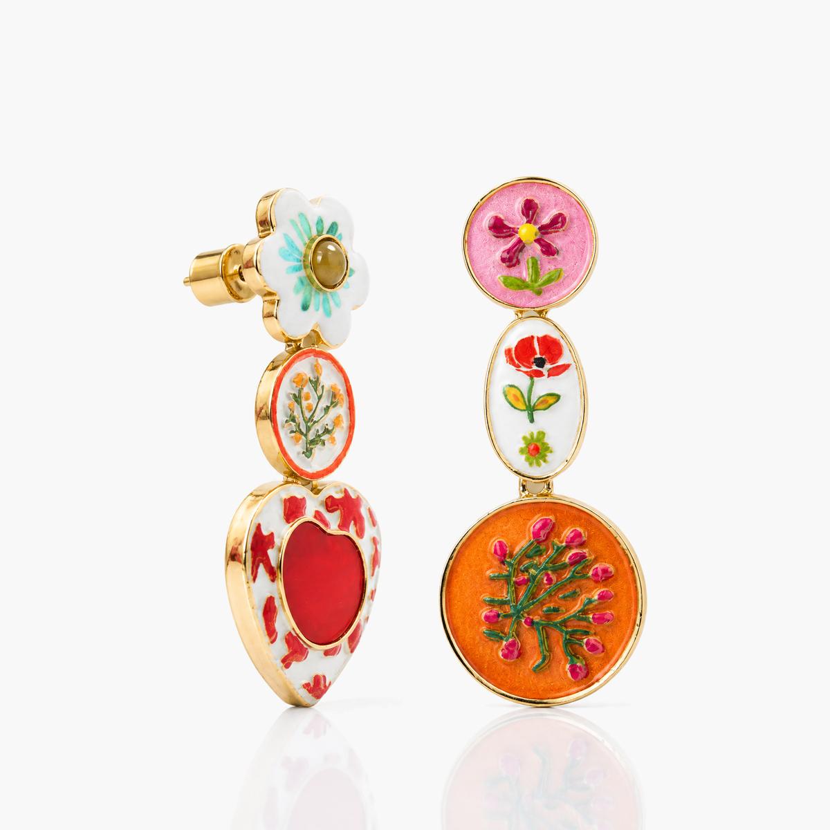 Cute Floral Heart Drop Earrings