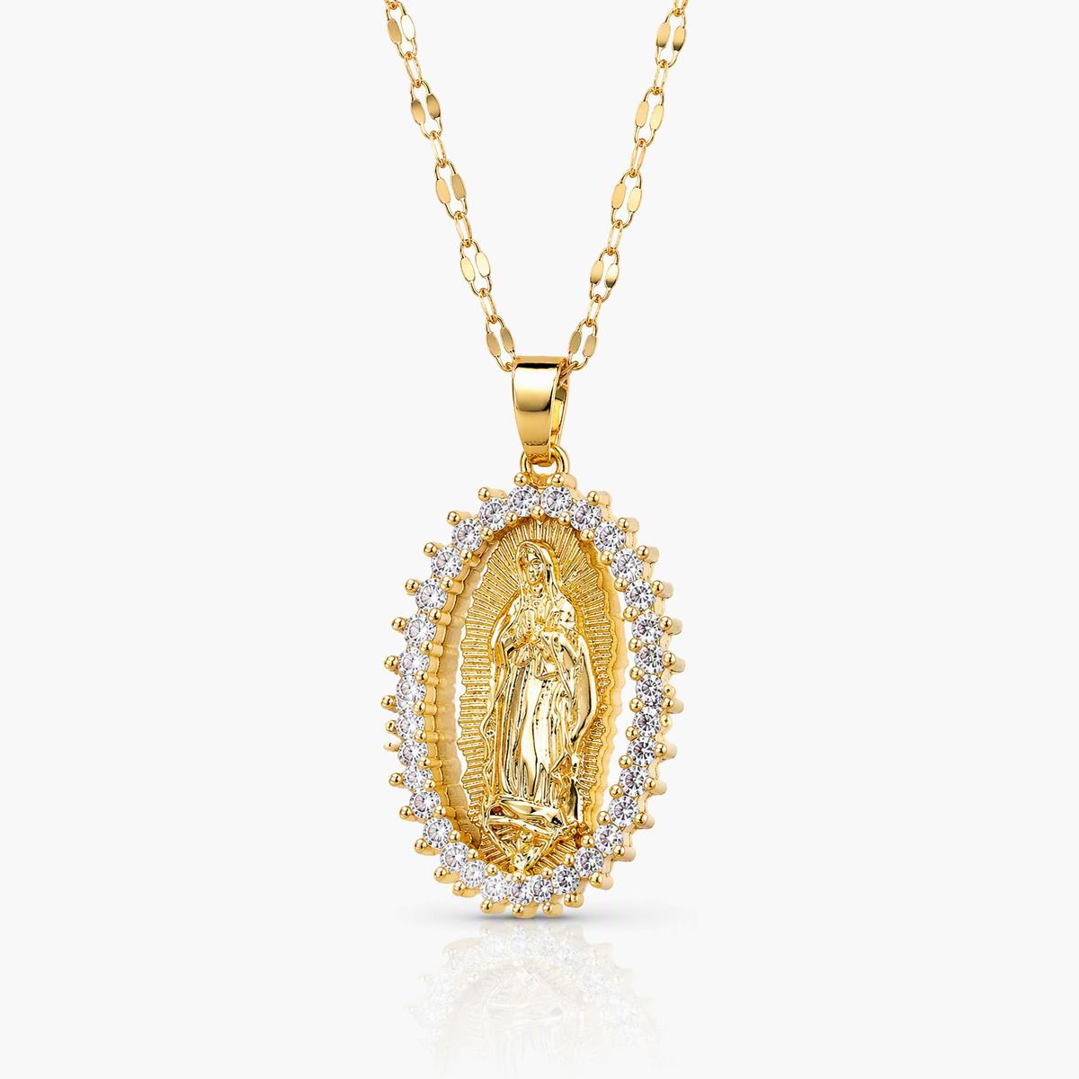 Oval Virgin Mary Pendant Necklace