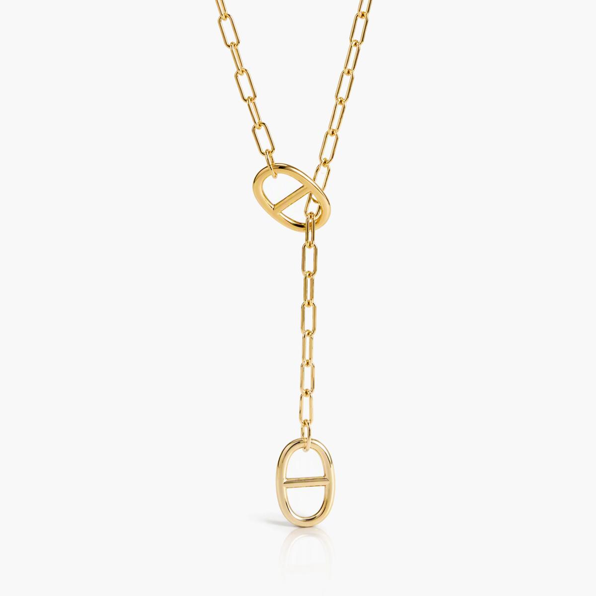 Minimalist Oval Link Lariat Necklace
