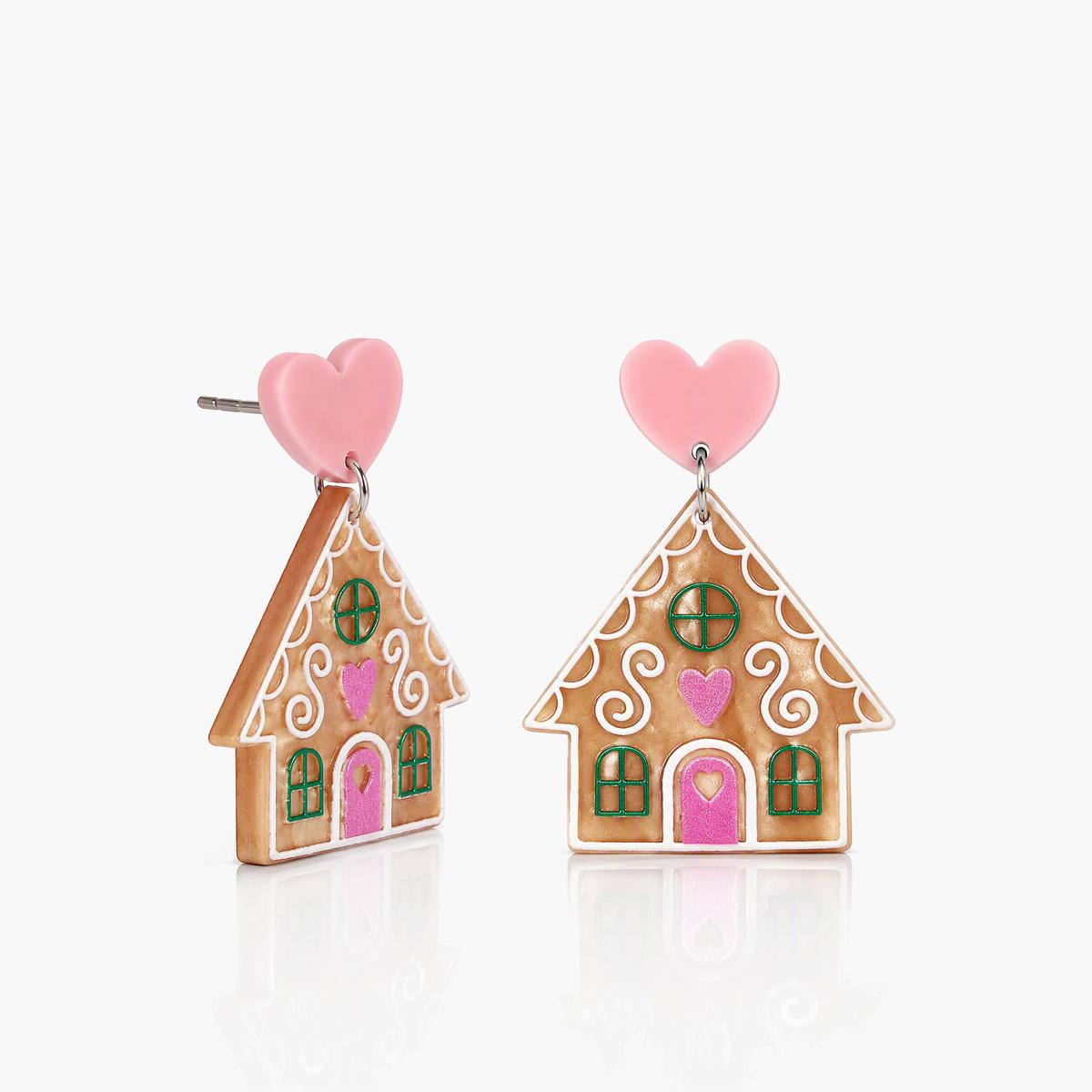 Cute Gingerbread House Drop Earrings