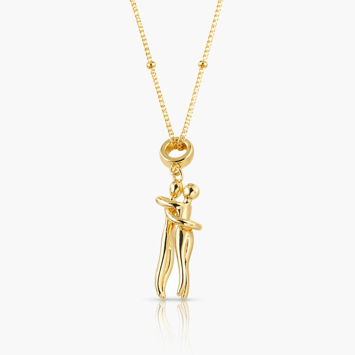 Dainty Embracing Couple Pendant Necklace