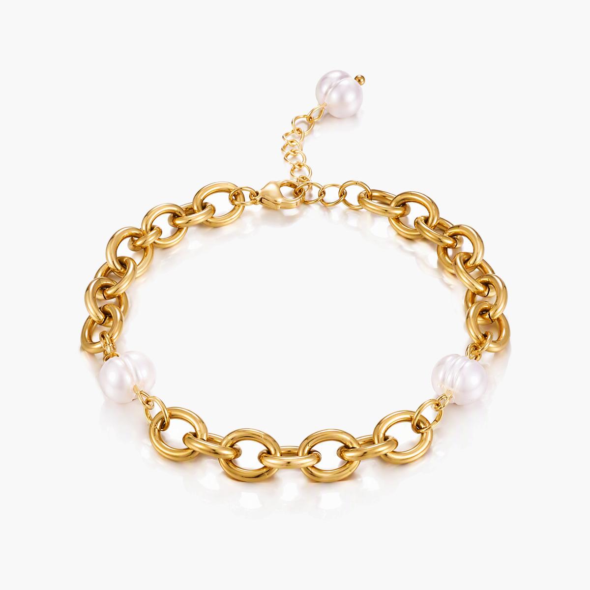 Chunky Pearl Link Chain Bracelet