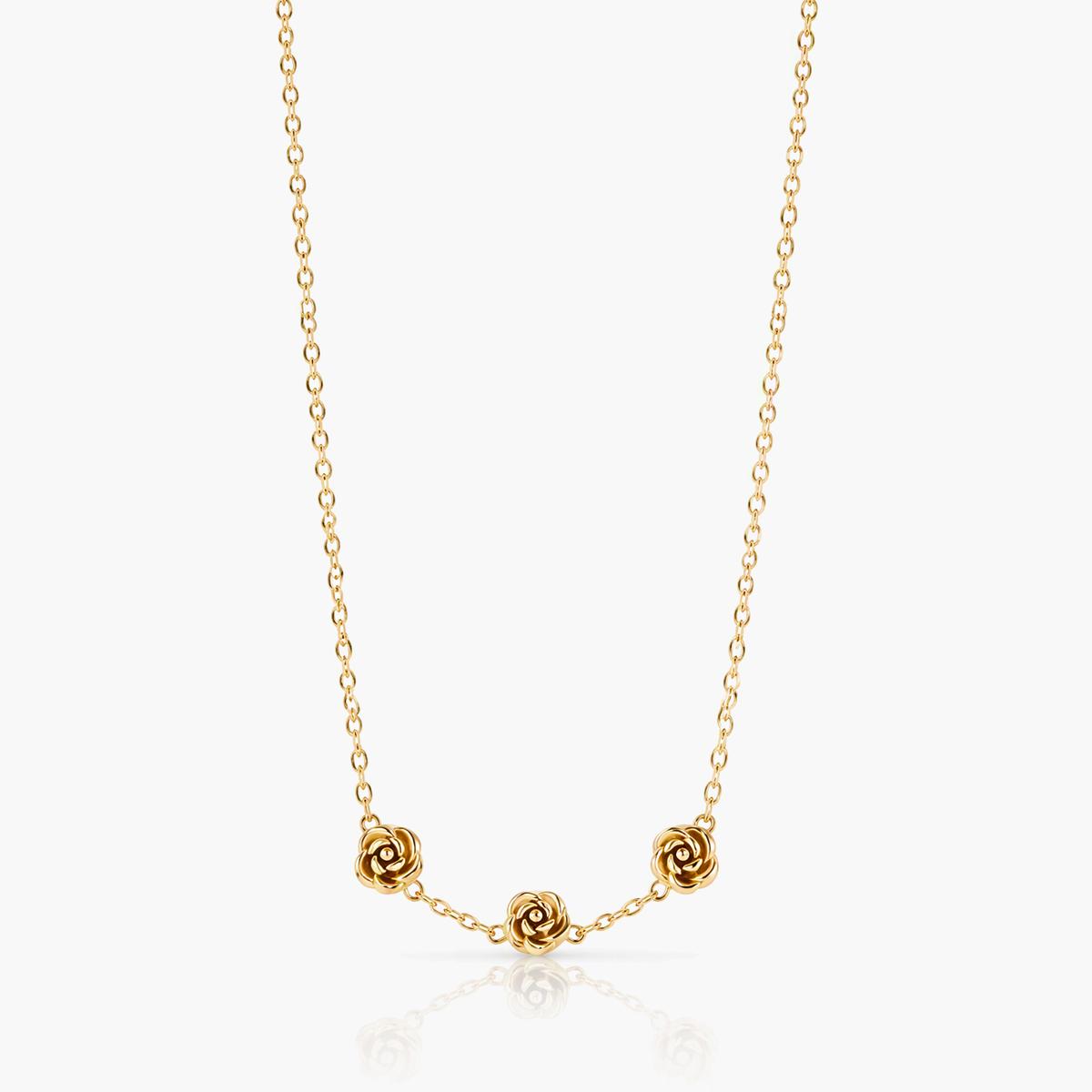 Dainty Three Rose Charms Necklace