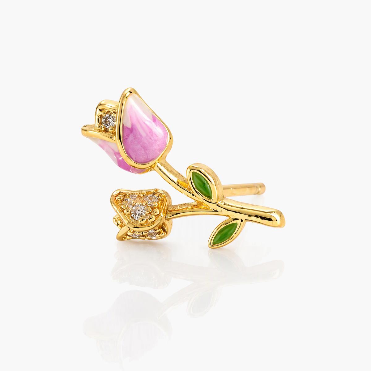 Dainty Rose Branch Stud Earrings