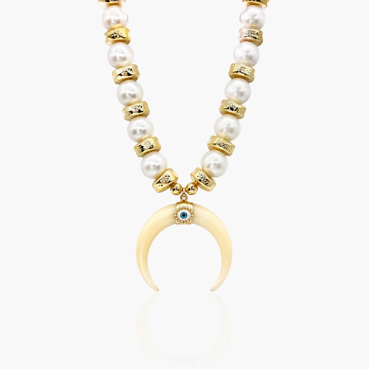 Boho Moon And Horn Pendant Necklace