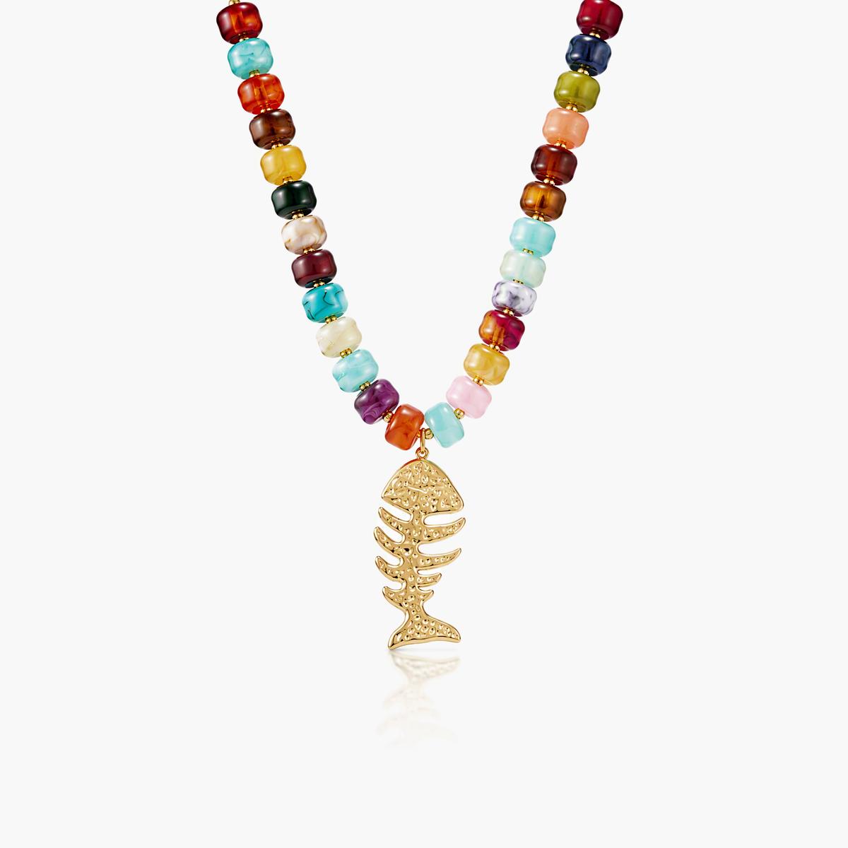 Boho Fish Bone Pendant Necklace