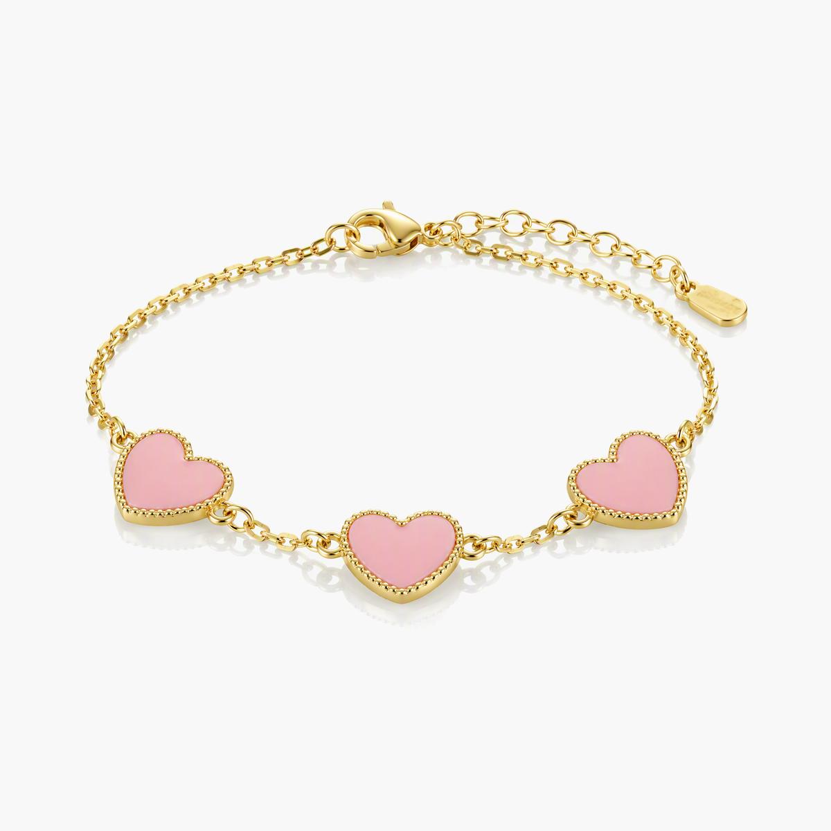 Cute Three-Heart Link Bracelet