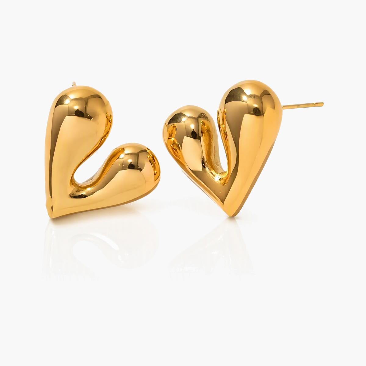 Puffy Heart Stud Earrings