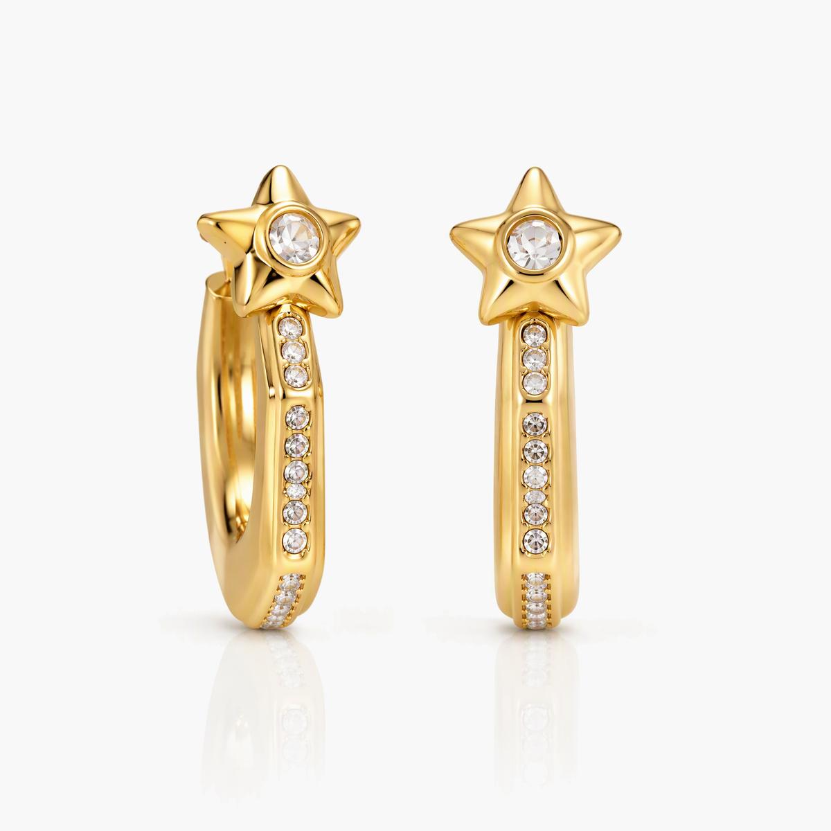 Star Drop Hoop Earrings