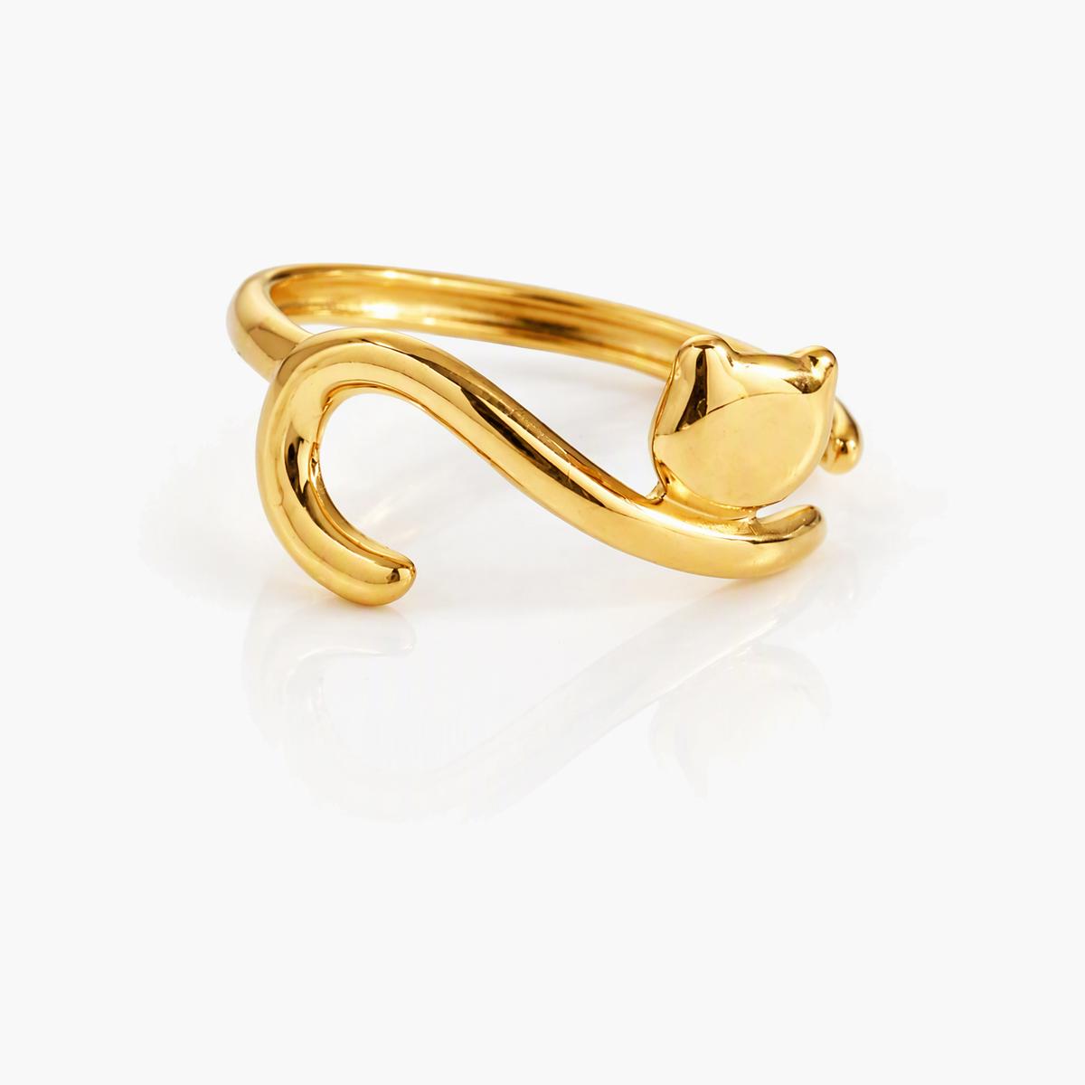 Sun Heart Cat Open Ring