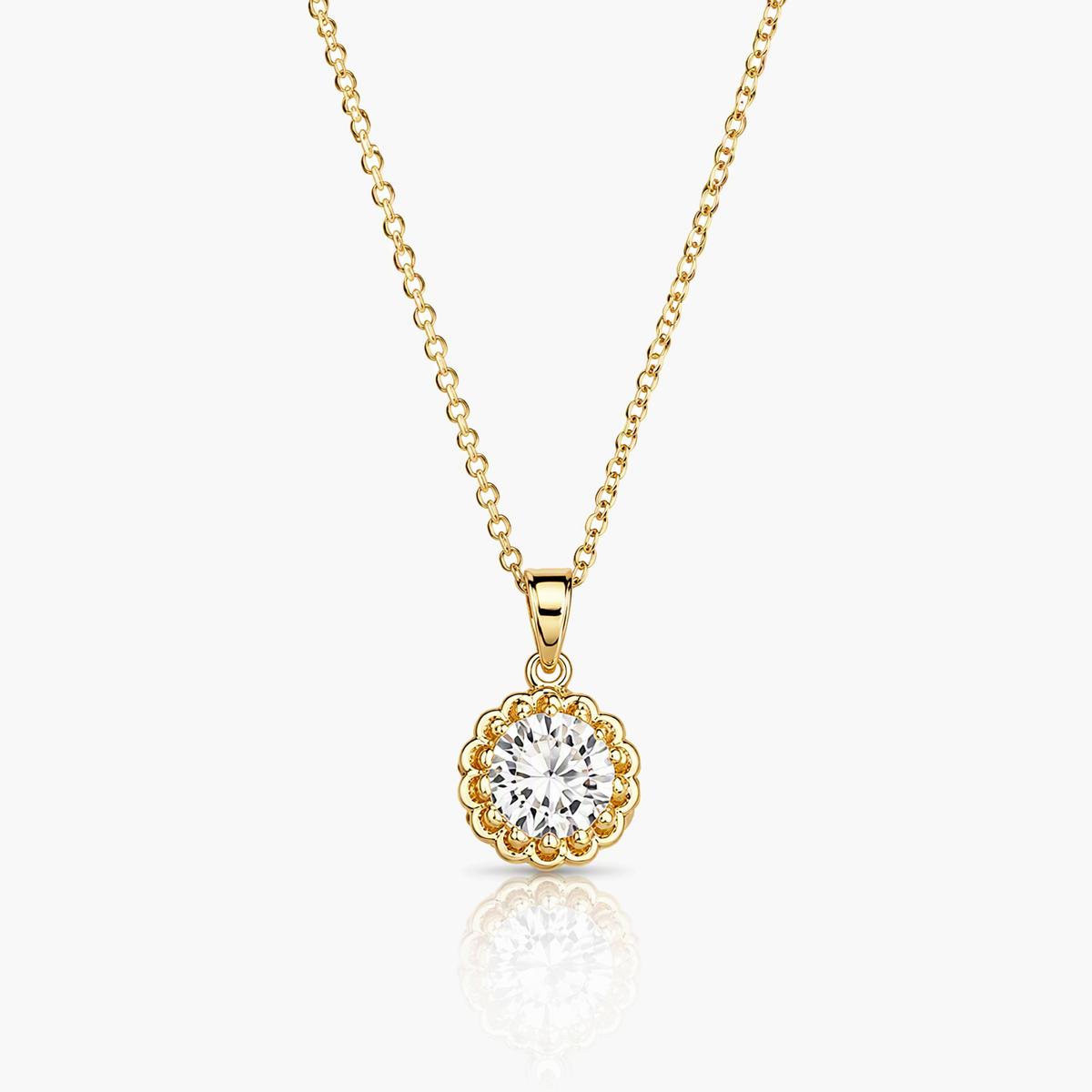 Dainty Round Stone Pendant Necklace