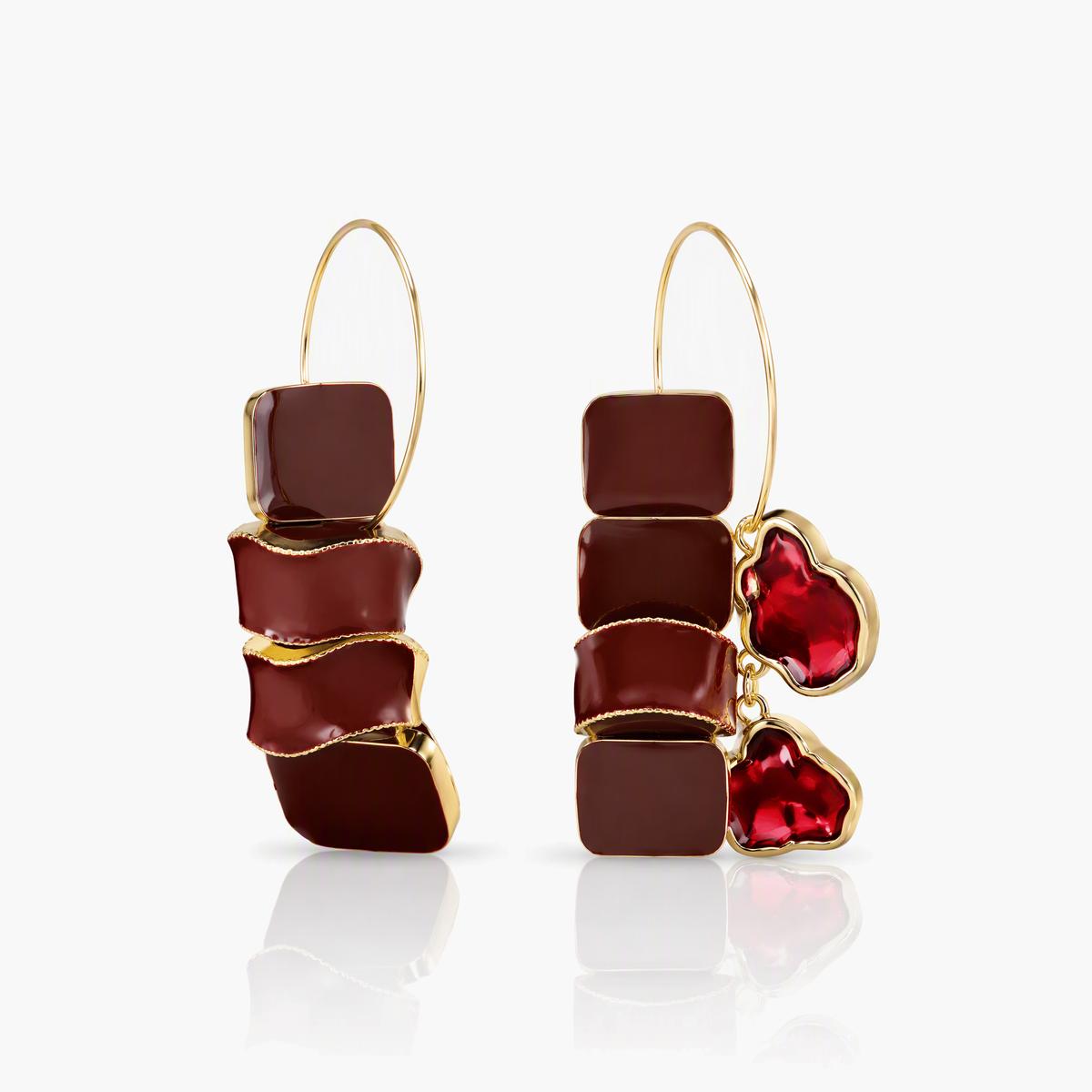 Geometric and Heart Drop Earrings