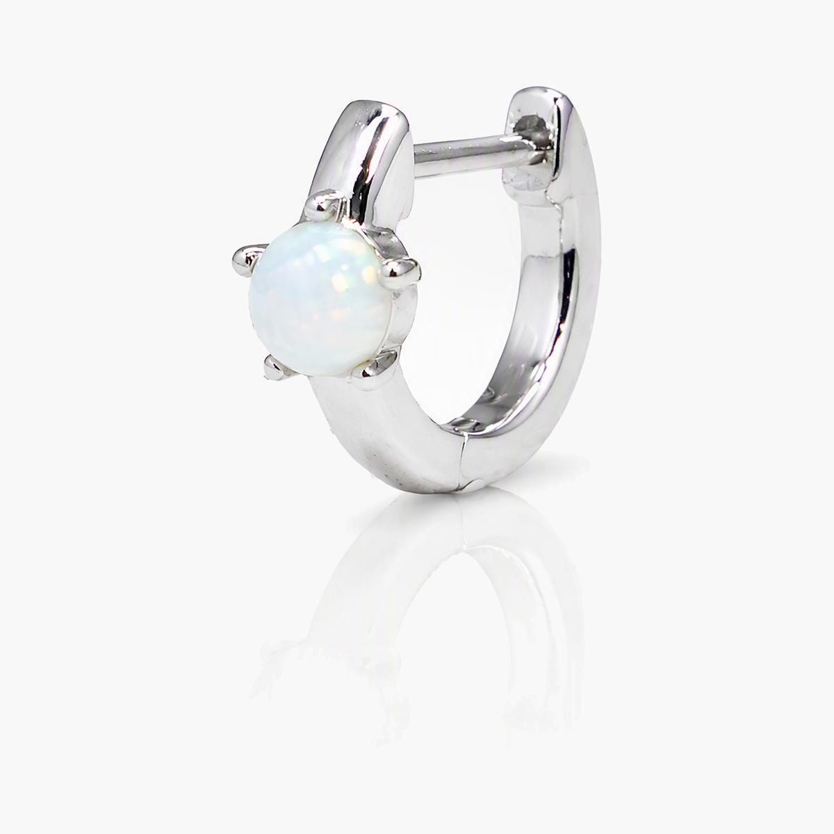 Opal Heart Huggie Earrings