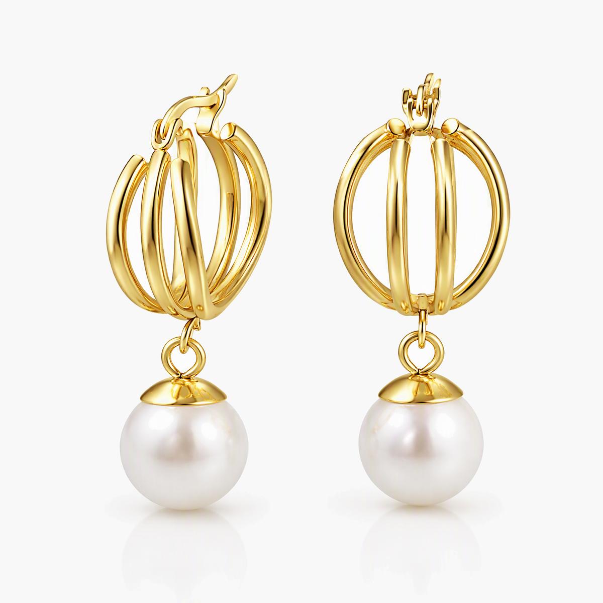Multi Hoop Pearl Drop Earrings