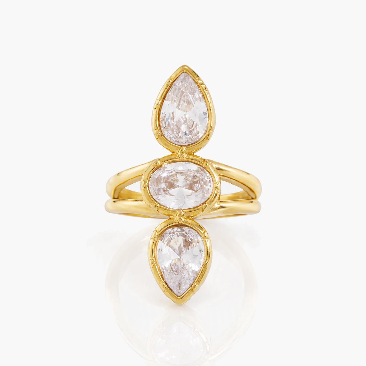 Three-Stone Vertical Ring