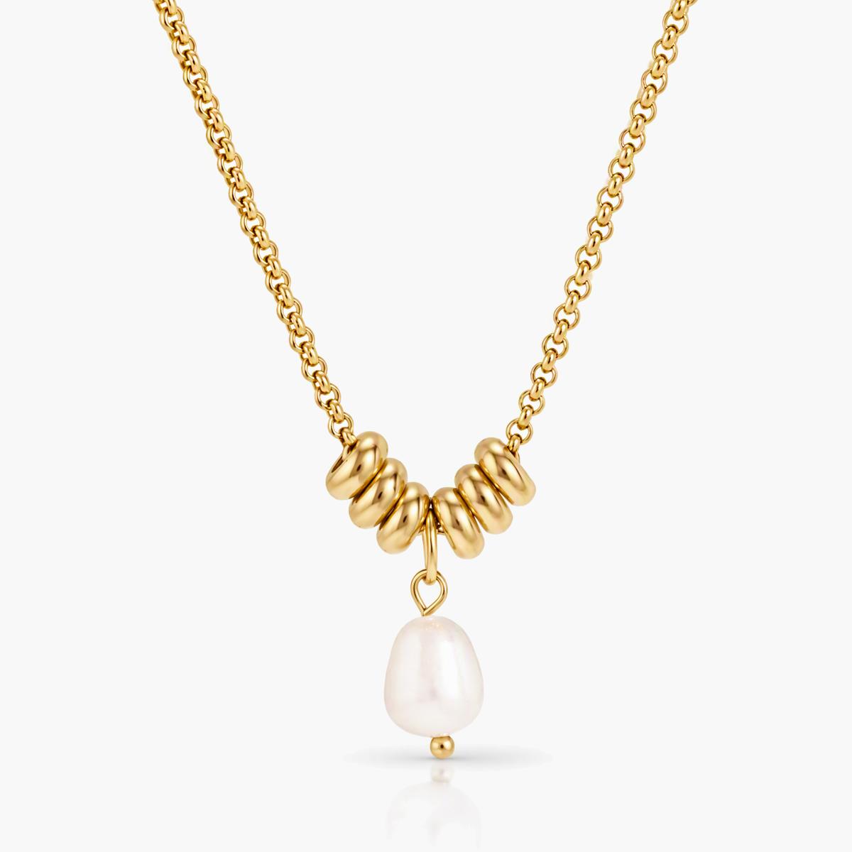 Dainty Coil Bar Pearl Necklace