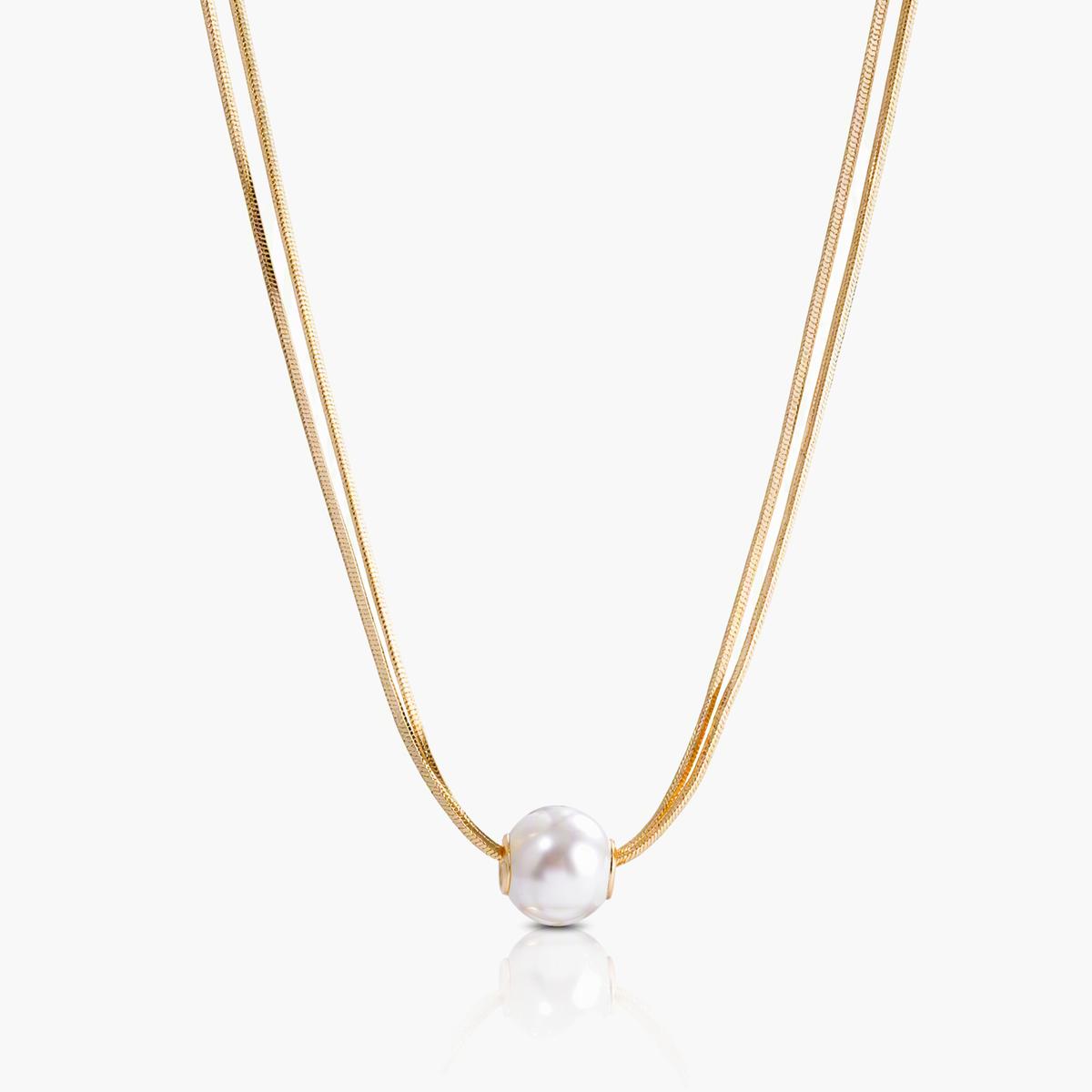 Minimalist Snake Chain Pearl Necklace