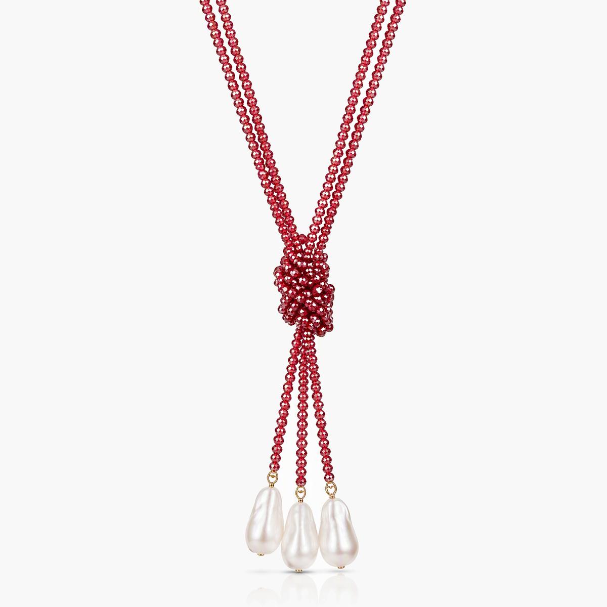 Love Knot Pearl Lariat Necklace