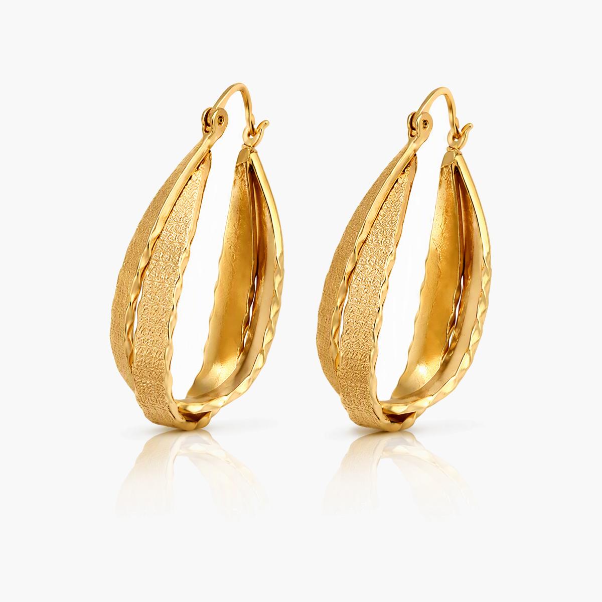 Textured Leaf Hoop Earrings