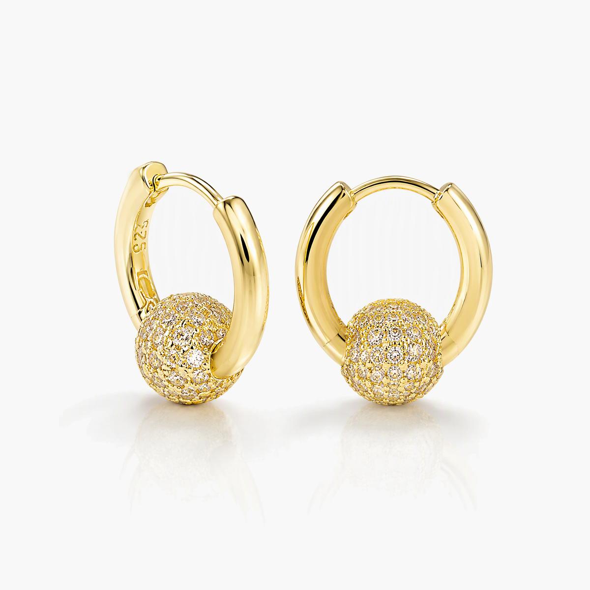 Paved Ball Hoop Earrings