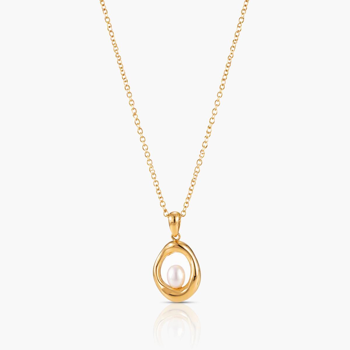 Twisted Loop Pearl Pendant Necklace